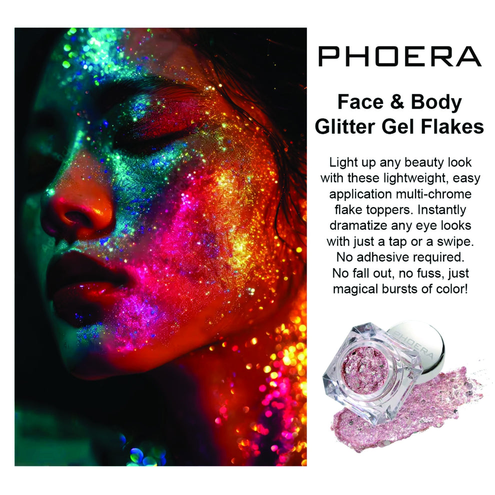 PHOERA Face & Body Glitter Gel Flakes – Phoera Cosmetics