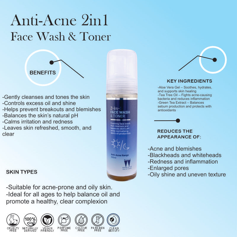 Willa Krause Anti-Acne - 2 in 1 Face Wash & Toner 200ml
