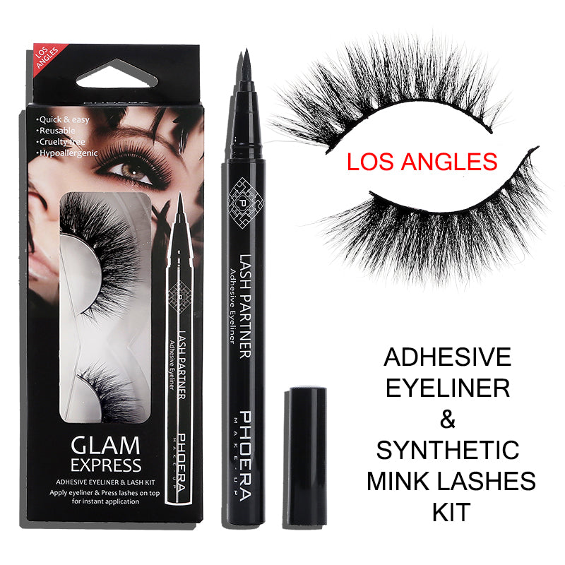 9D Synthetic Mink Lashes and Adhesive Eyeliner Kit