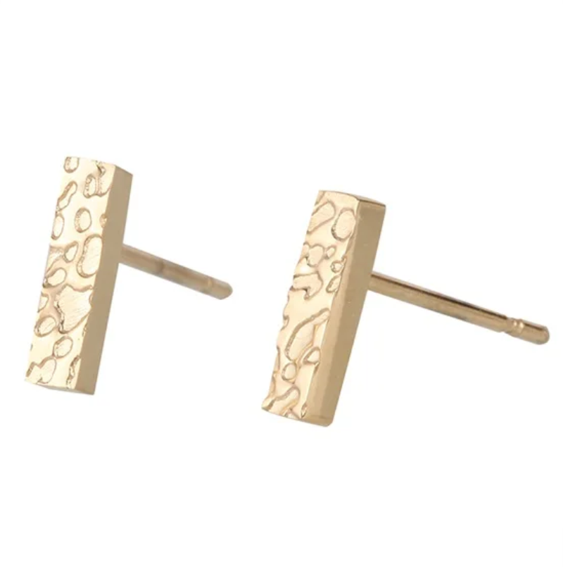 Surgical Steel Small Hammered Bar Earring Studs