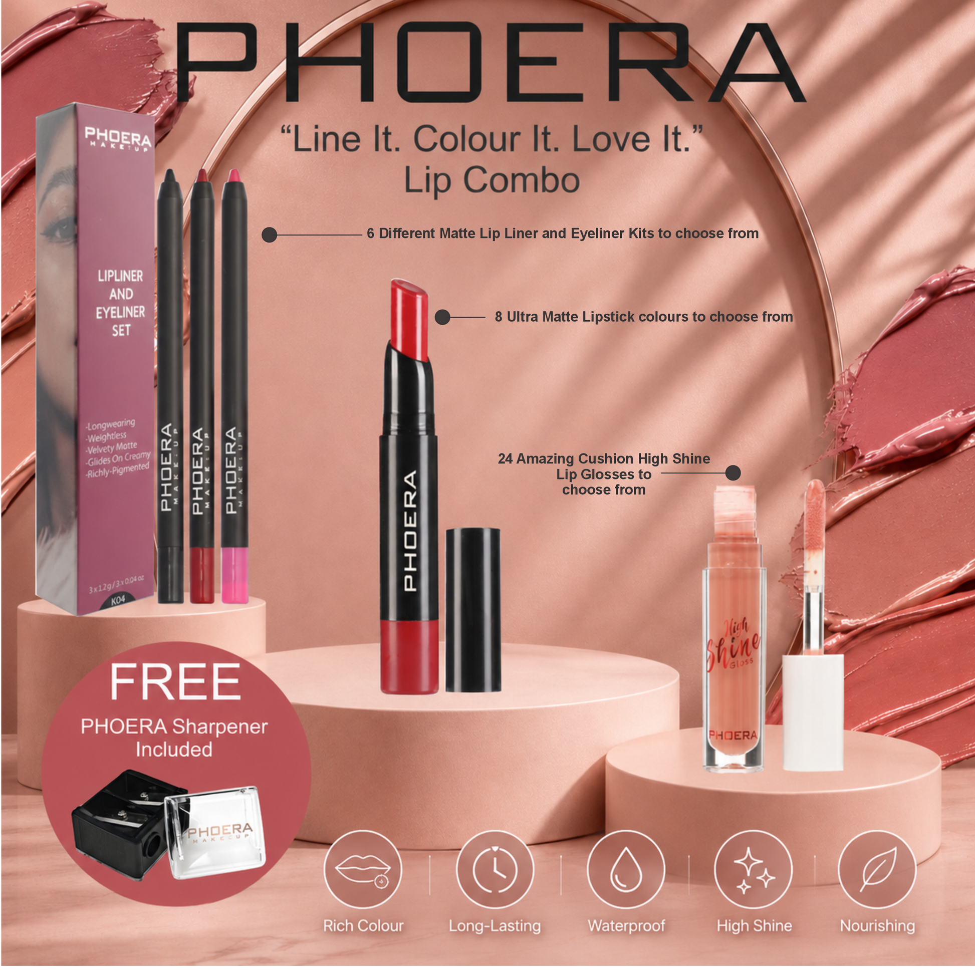 PHOERA Line It, Colour It, Love It -  Lip Combo