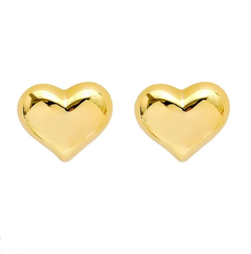 Surgical Steel Three Dimensional Heart Earring Studs