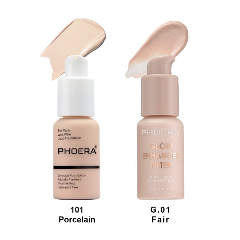 PHOERA Full Coverage Liquid Foundation and Natural Glow Enhancer Filter Combo