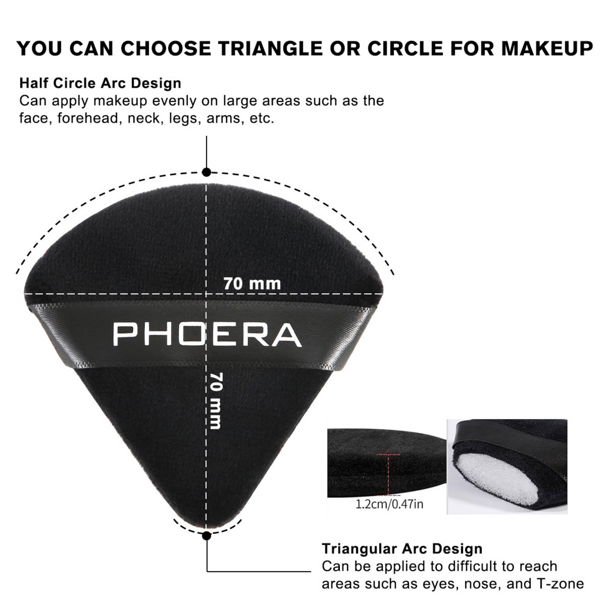 PHOERA 6 Pcs Powder Puff Face Soft Triangle Makeup Puff for Loose Powd ...