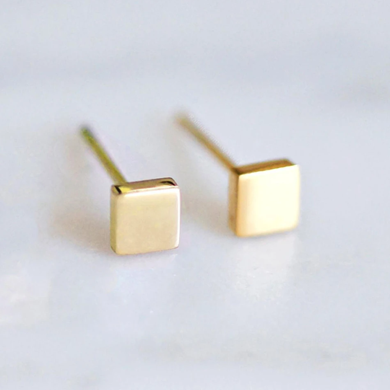 Surgical Steel Classic Square Earrings Studs