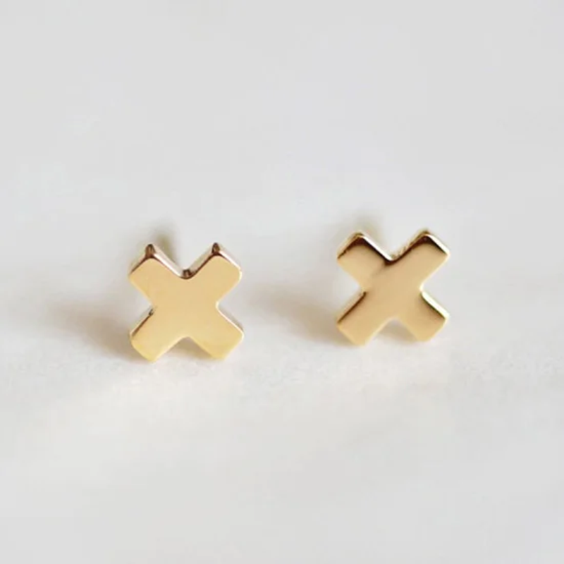 Surgical Steel Classic Cross X Earring Studs